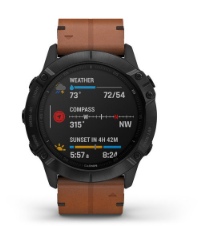 Fenix 6X Sapphire Black with Brown Leather Band