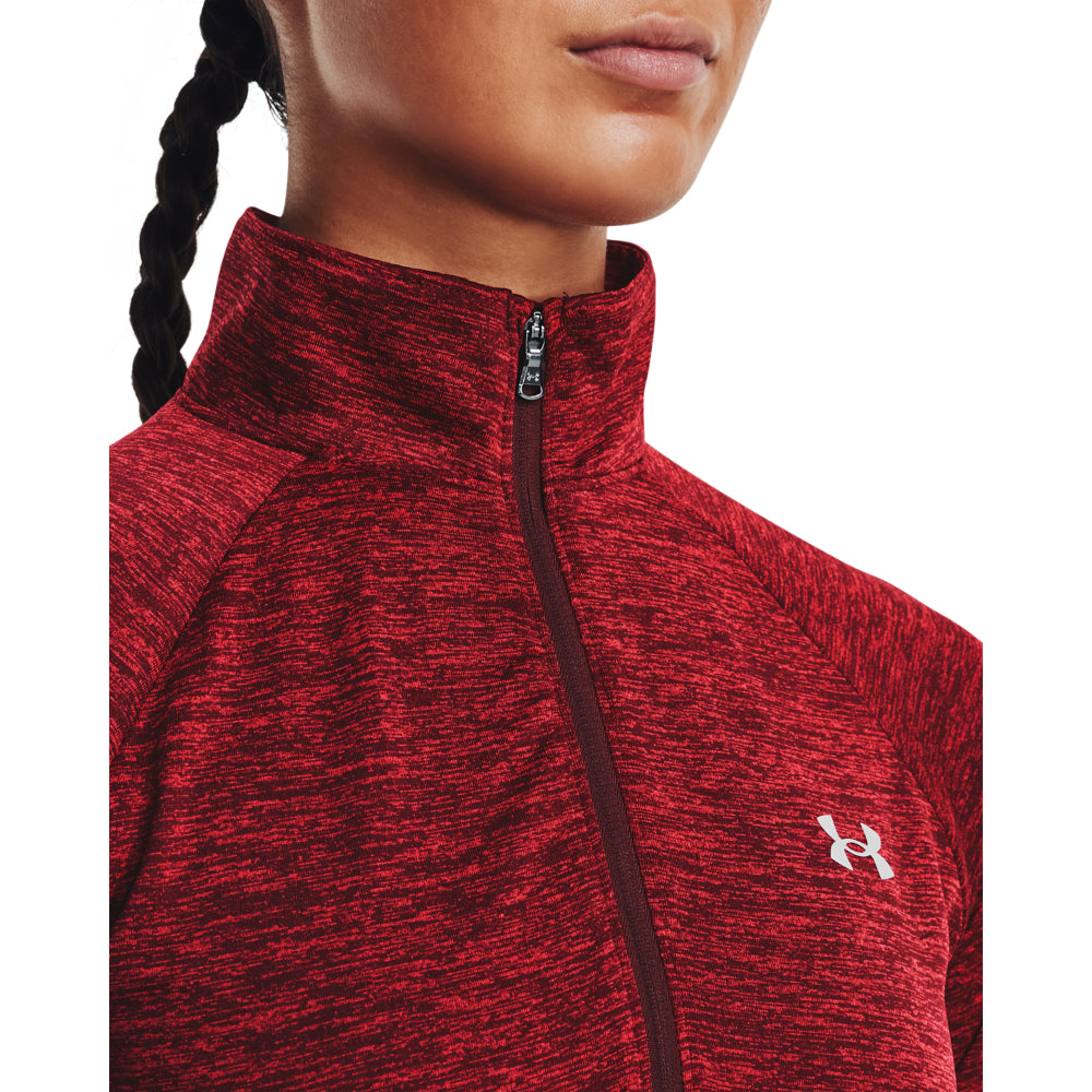 Womens Tech Plain Half Zip Long Sleeve Top