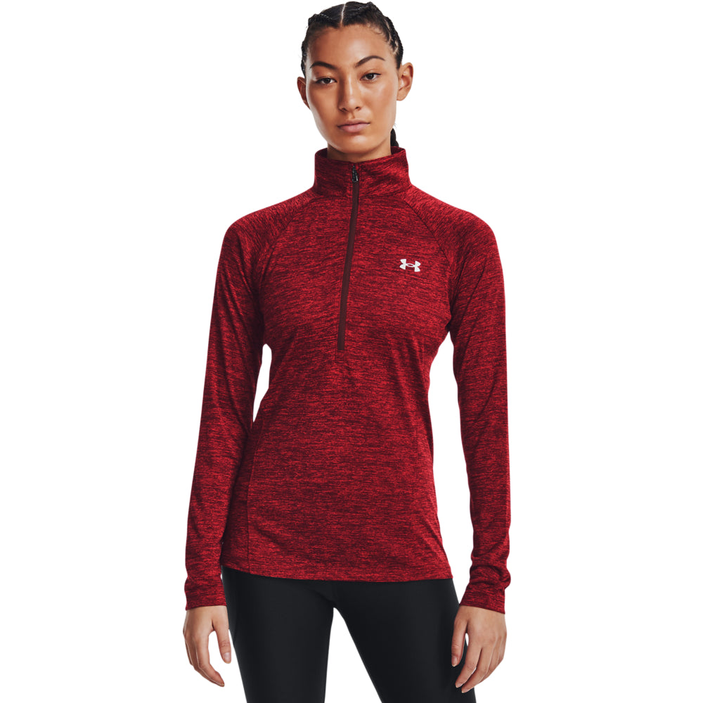 Womens Tech Plain Half Zip Long Sleeve Top