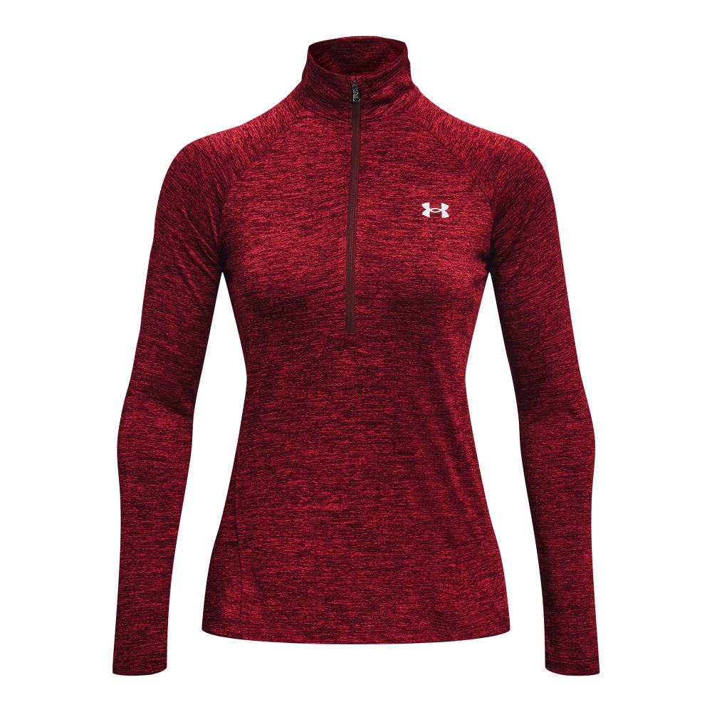 Womens Tech Plain Half Zip Long Sleeve Top