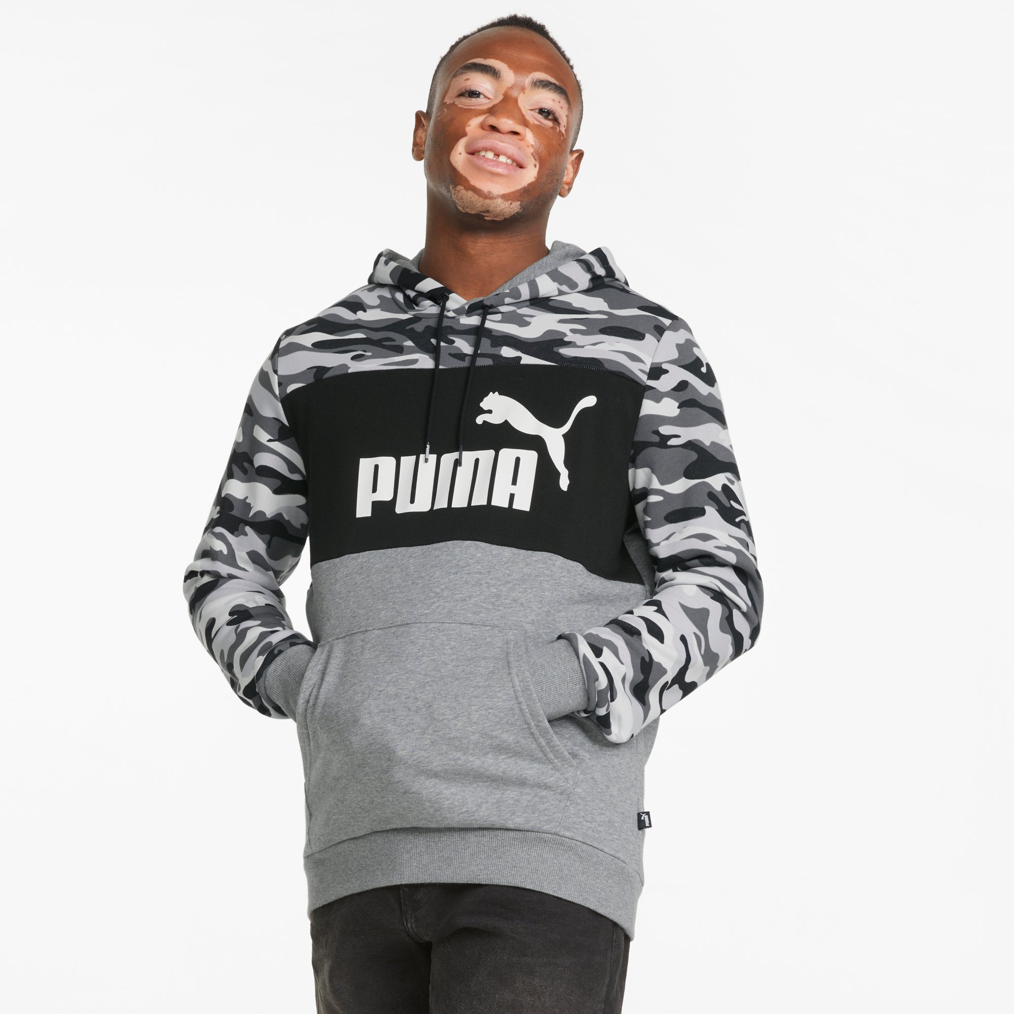 Mens Essential Camo Terry Pullover Hoodie