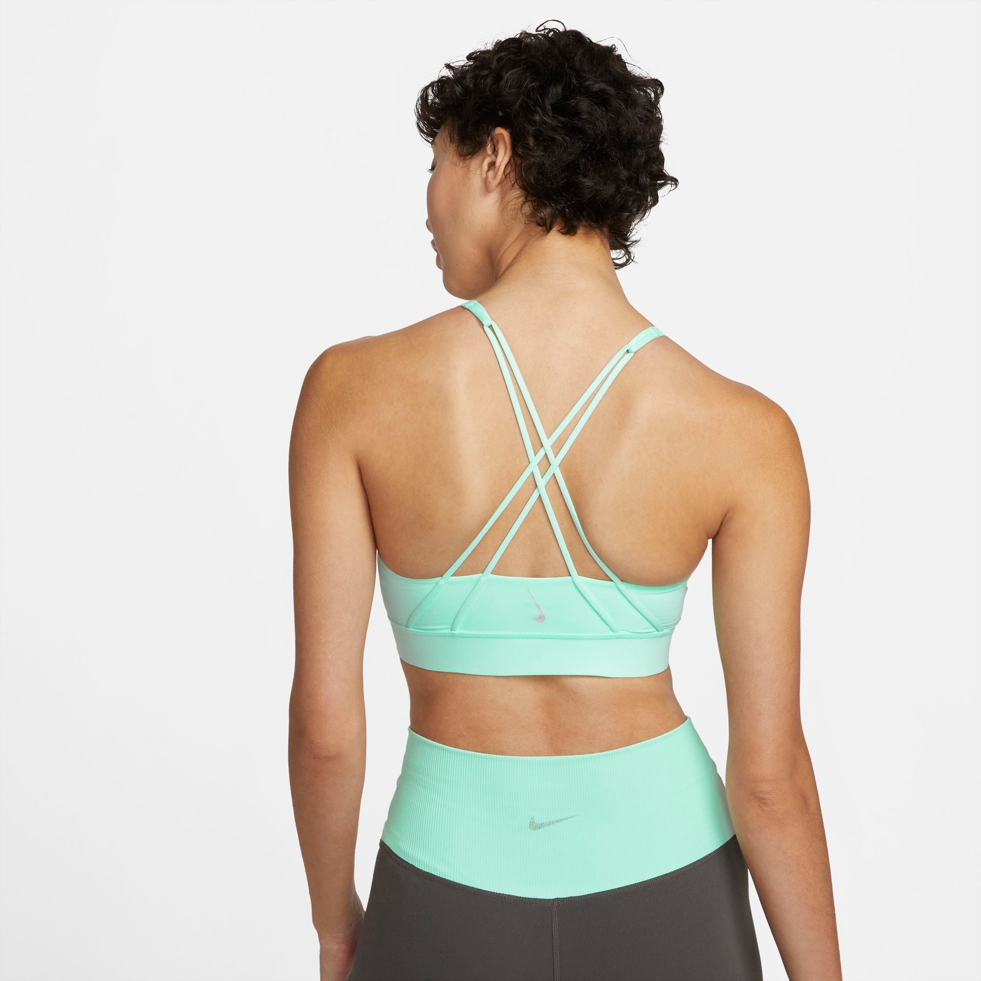 Womens Yoga Dri-Fit Plain Strappy Medium Impact Sports Bra