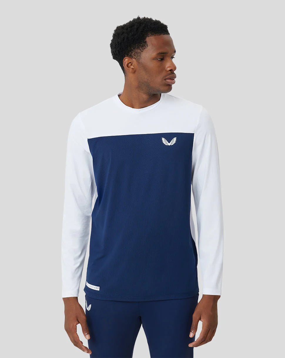 Mens Colour Block Performance Long Sleeve Shirt