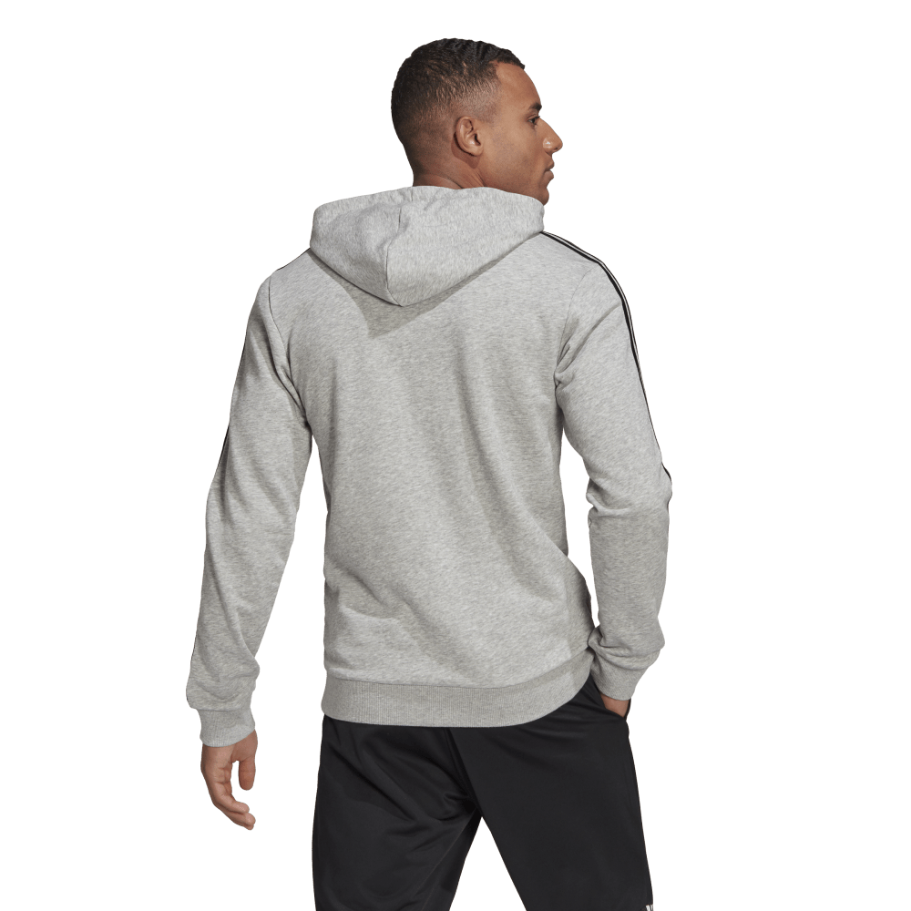 Mens Essentials French Terry 3-Stripes Pullover Hoodie