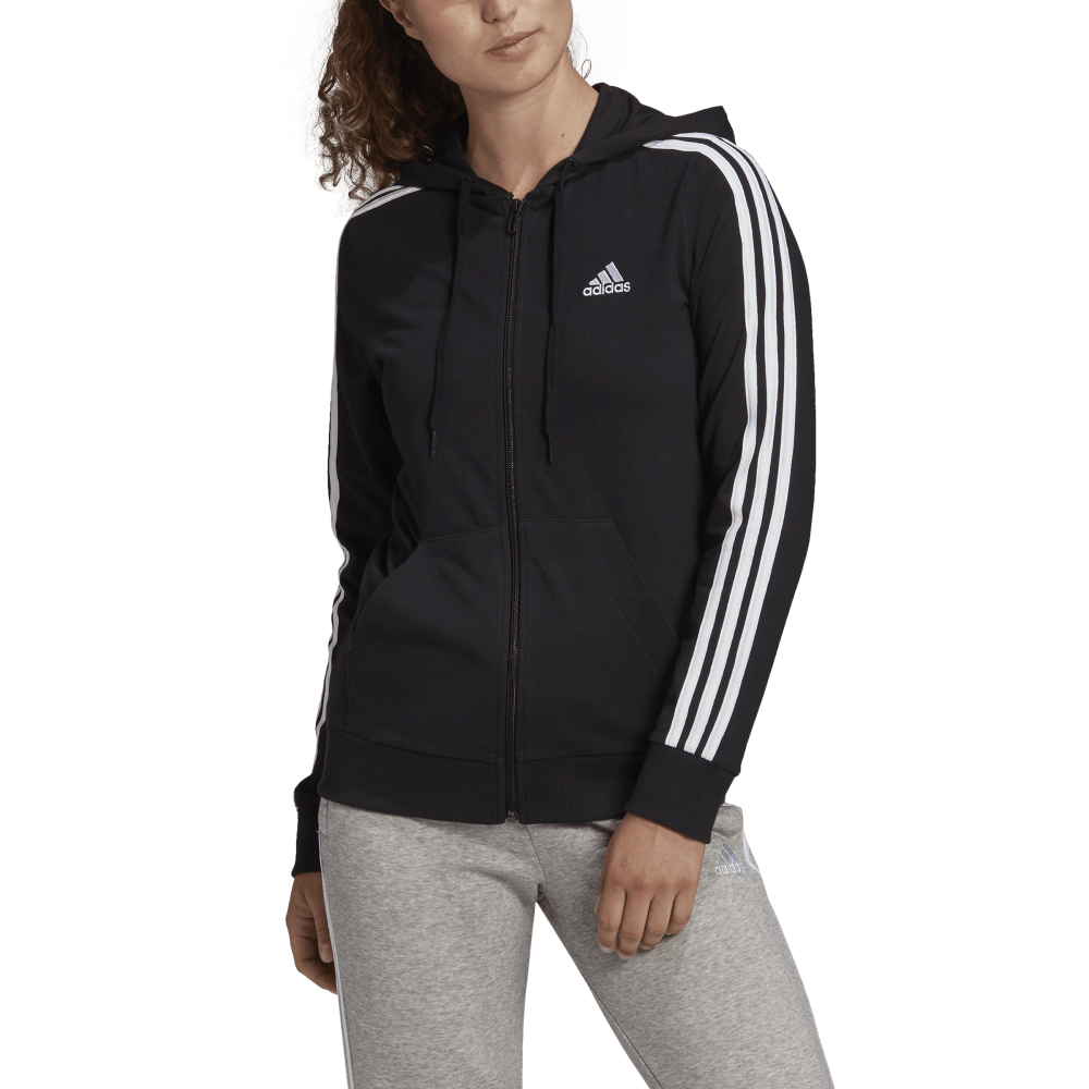Womens Essentials Single Jersey 3-Stripes Full Zip Jacket