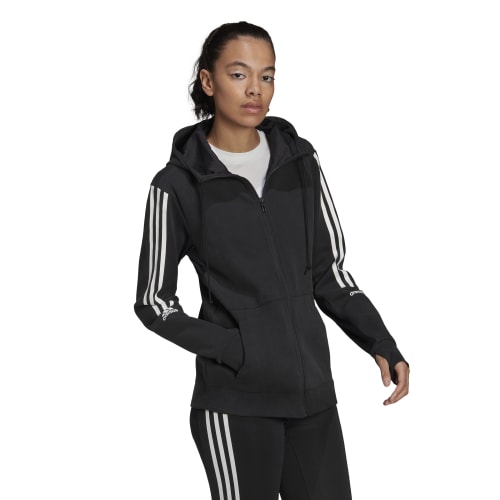 Womens 3 Stripes Full Zip Hoodie
