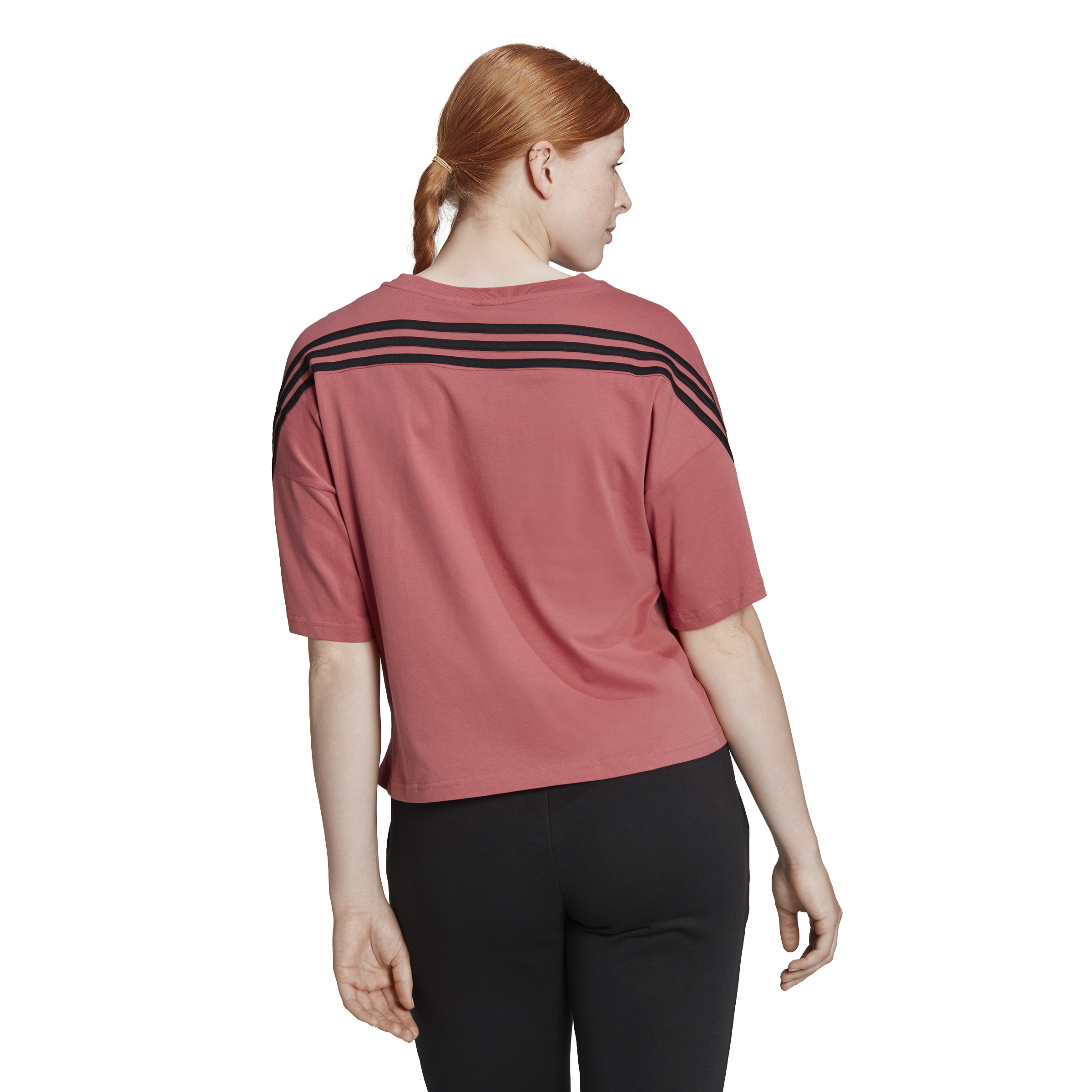 Womens 3 Stripes Oversized Crop Short Sleeve T-Shirt