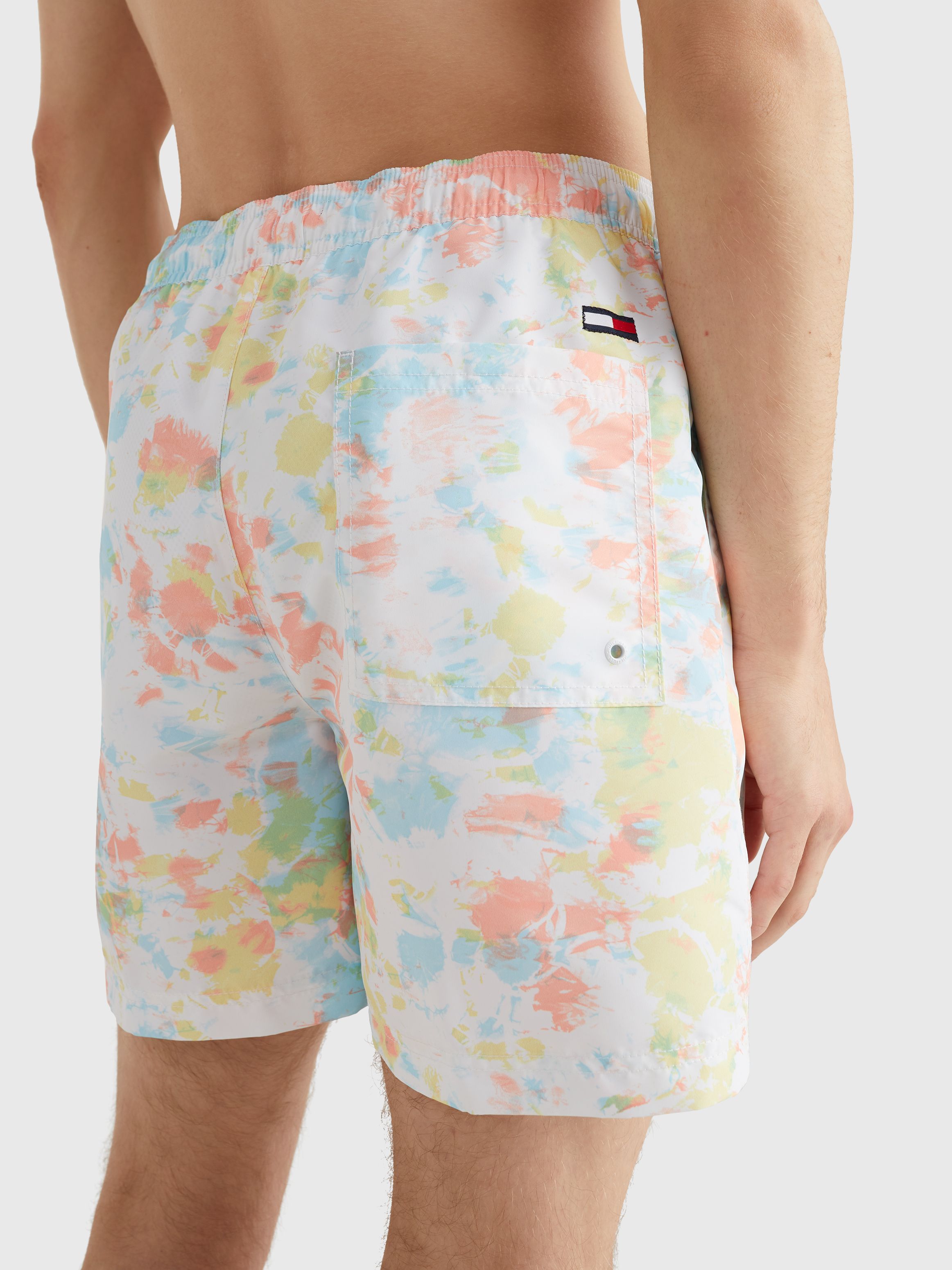 Mens Essential Print Mid Length Swim Shorts