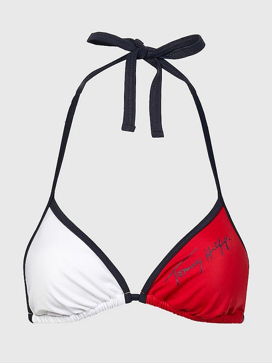 Womens Branded Colorblock Triangle Bikini Top