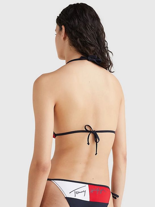 Womens Branded Colorblock Triangle Bikini Top