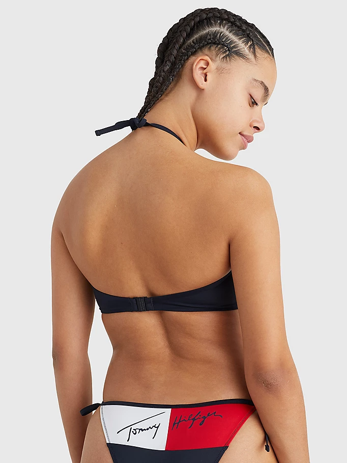 Womens Graphic Colorblock Bandeau Bikini Top