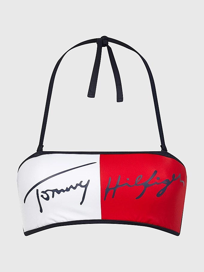 Womens Graphic Colorblock Bandeau Bikini Top