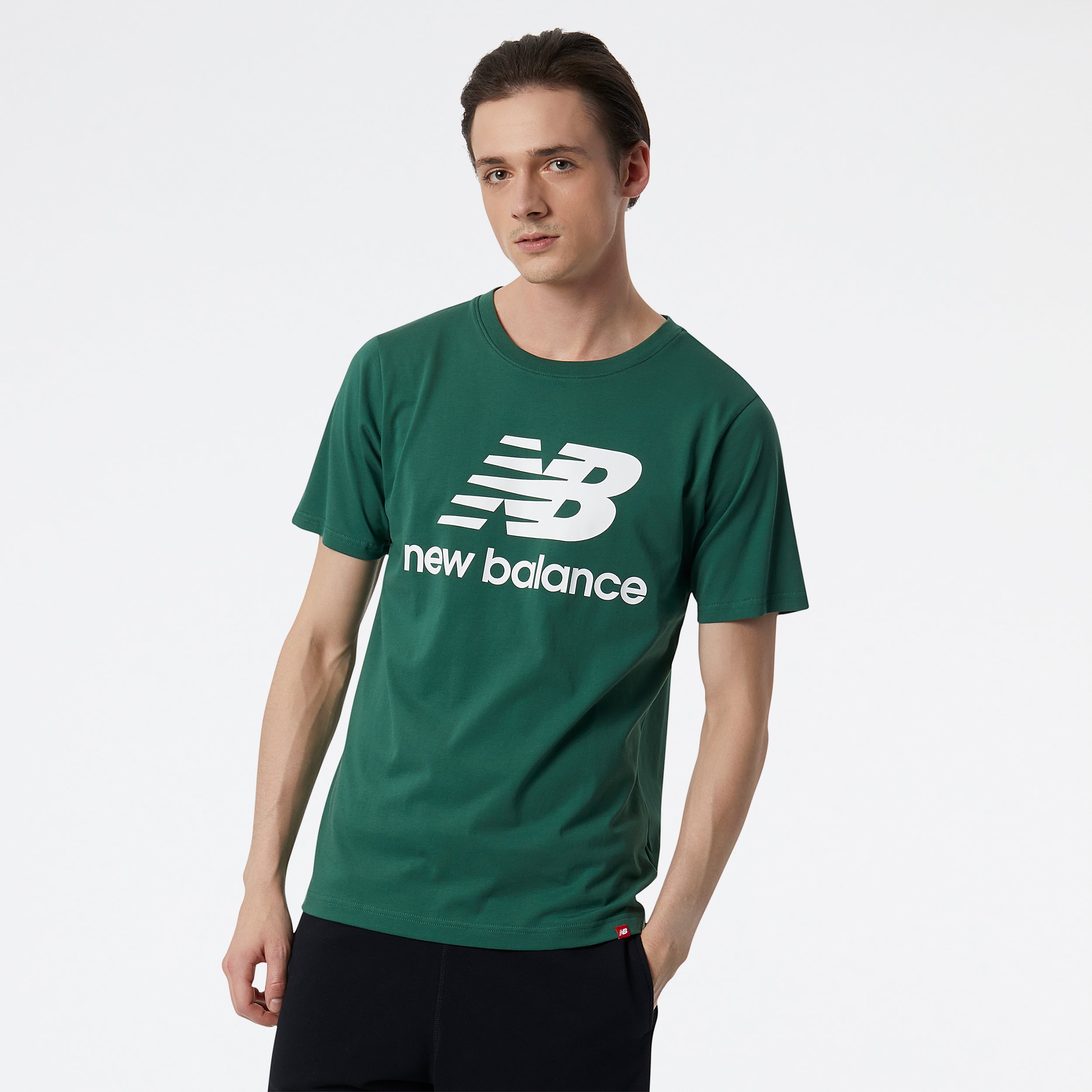 Mens Essentials Stacked Logo Short Sleeve T-Shirt