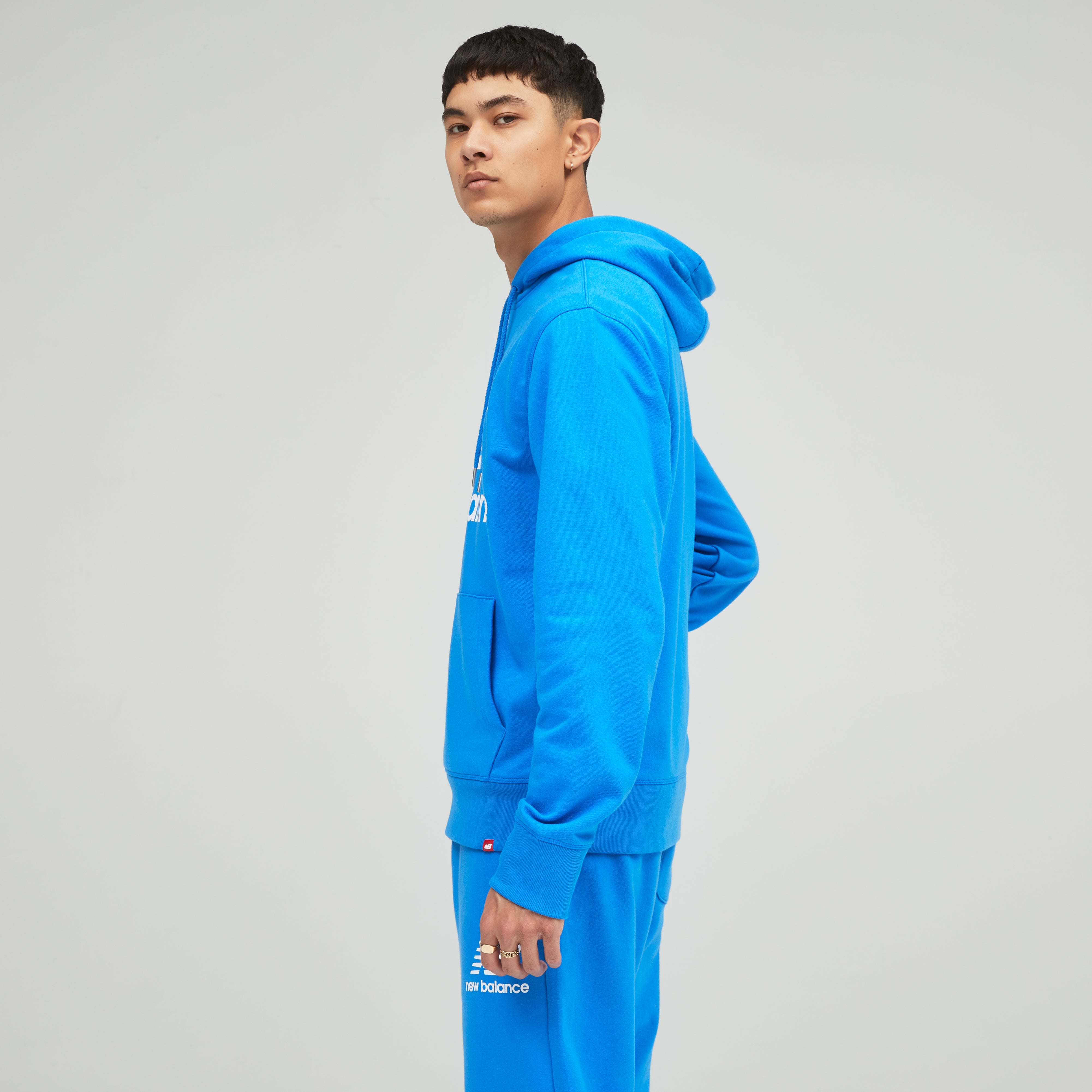 Mens NB Essentials Stacked Logo Pullover Hoodie