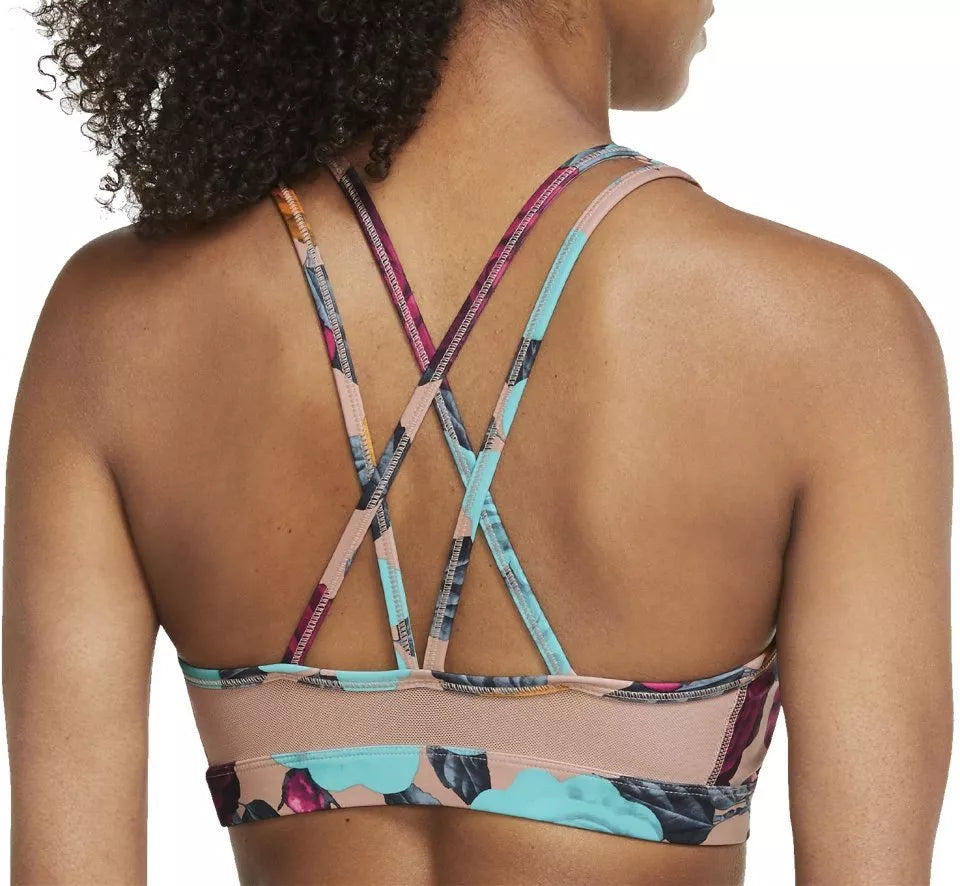 Womens Dri-Fit Printed Strappy Medium Impact Sports Bra