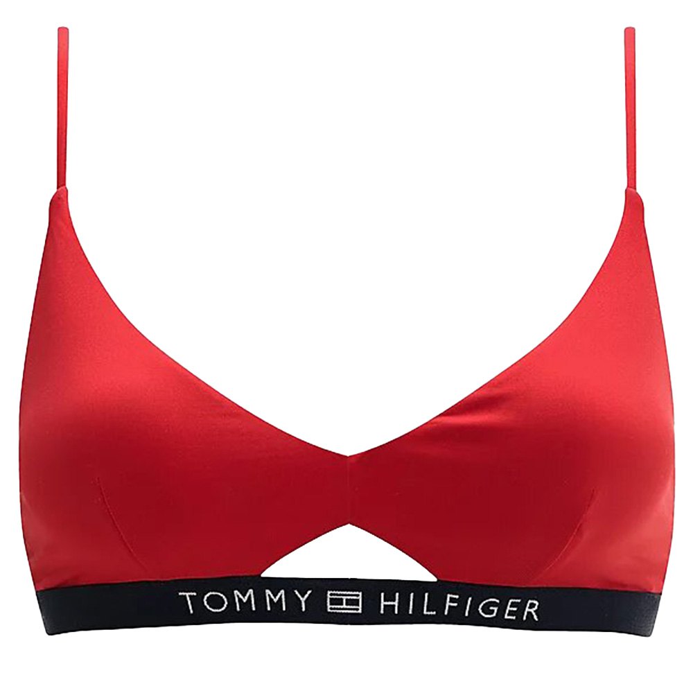 Womens Branded Waistband Colorblock Triangle Bikini Top